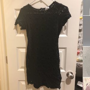 Black crocheted dress with built in slip